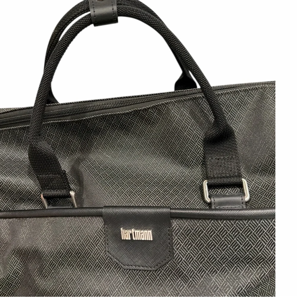 Hartmann Herringbone Luxe Duffel Black Carry-On Weekend Travel Bag